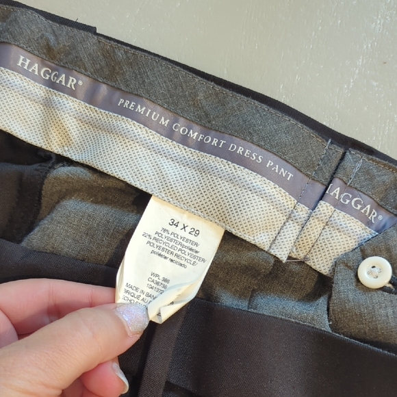 Haggar Dress Pants Black Premium Comfort 34x29 - Picture 4 of 6